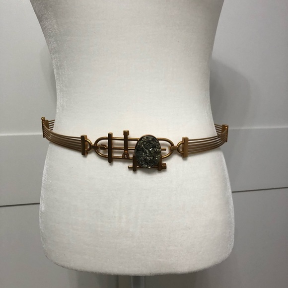 Gianfranco ferre belt. Gold color and pyrite stone main image 5